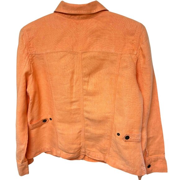 J Jill Peach Linen Trucker Inspired Button Up Jacket - Picture 7 of 8